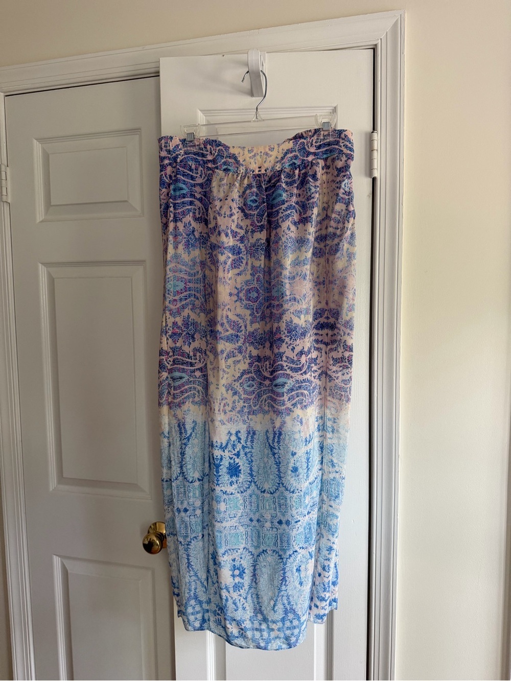 Maeve Anthropologie 100% Silk Paisley Maxi Skirt Double Slit Size Small - Picture 2 of 10